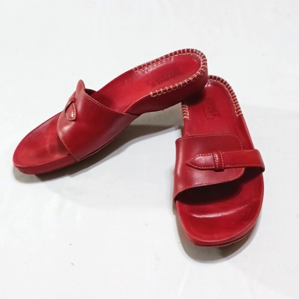 Timberland Red Leather Slip On Sandals Women's size 9